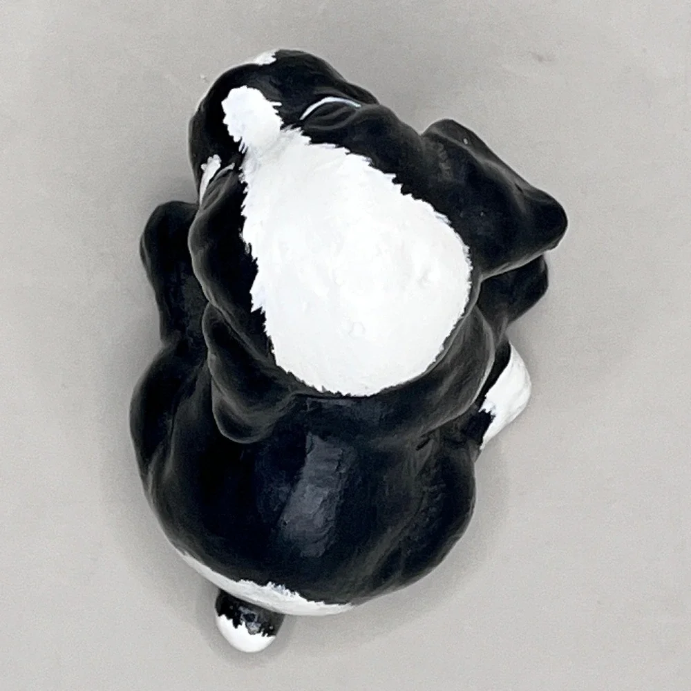 Vtg Ceramic Black & White Dog Figurine Hand Painted Pet‎ Lover 2.5